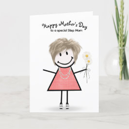 Tarjeta Chica de palitos Día de la Madre para Madrastra