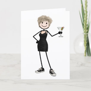 Tarjeta Chica de palitos en cumpleaños con Martini