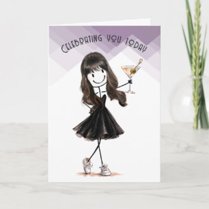 Tarjeta Chica de palitos en su cumpleaños con Martini