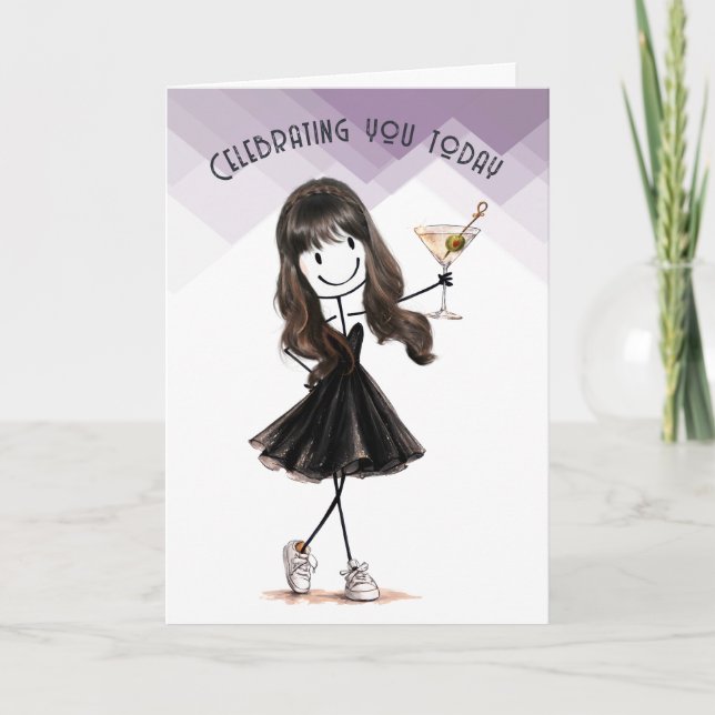 Tarjeta Chica de palitos en su cumpleaños con Martini (Anverso)