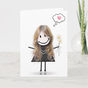 Tarjeta Chica de palitos pensando en ti
