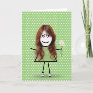 Tarjeta Chica de Palitos Pensándote con Margaritas
