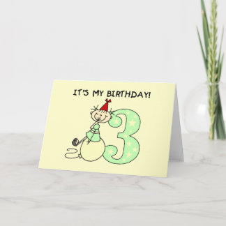 Tarjeta Chica de palo 3 camisetas de cumpleaños y regalos