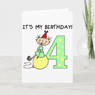 Tarjeta Chica de palo 4ª camisetas de cumpleaños y regalos