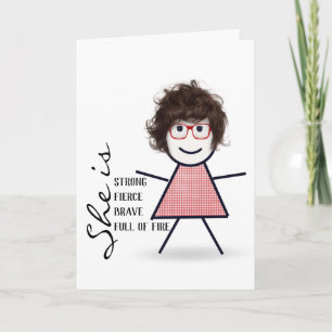Tarjeta Chica de palo con pelo para hermana