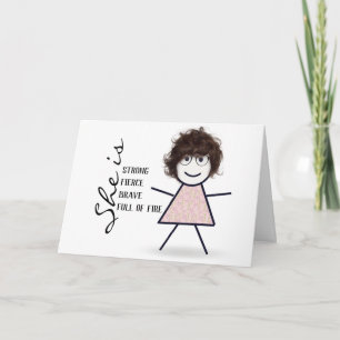 Tarjeta Chica de palo con pelo para mamá