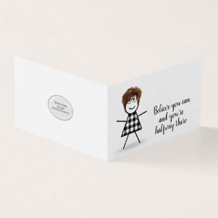 Tarjeta Chica de palo con pelo y cita