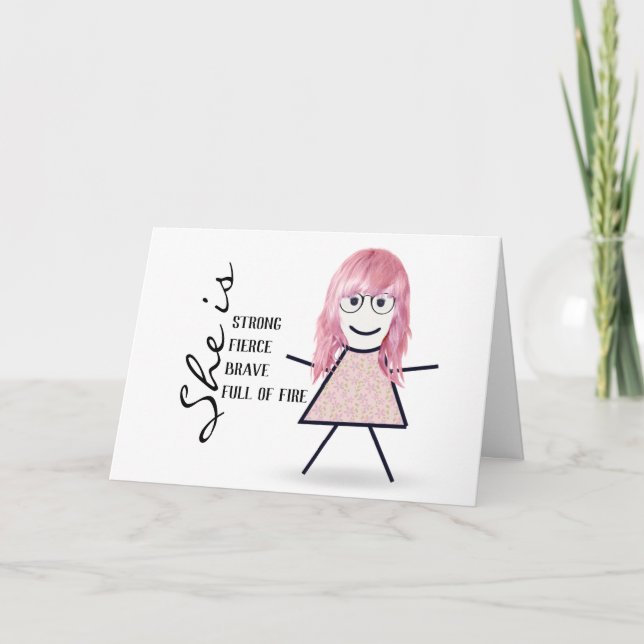 Tarjeta Chica de palo con rosa para mamá (Anverso)