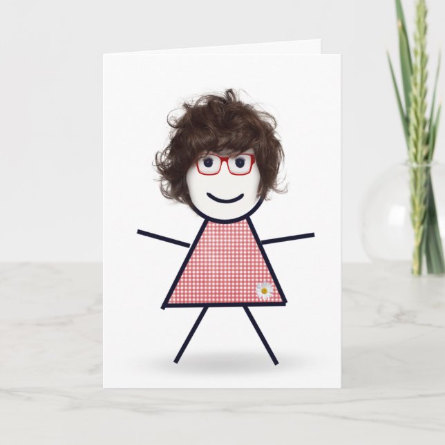 Tarjeta Chica de palo de cumpleaños para hermana  (Anverso)
