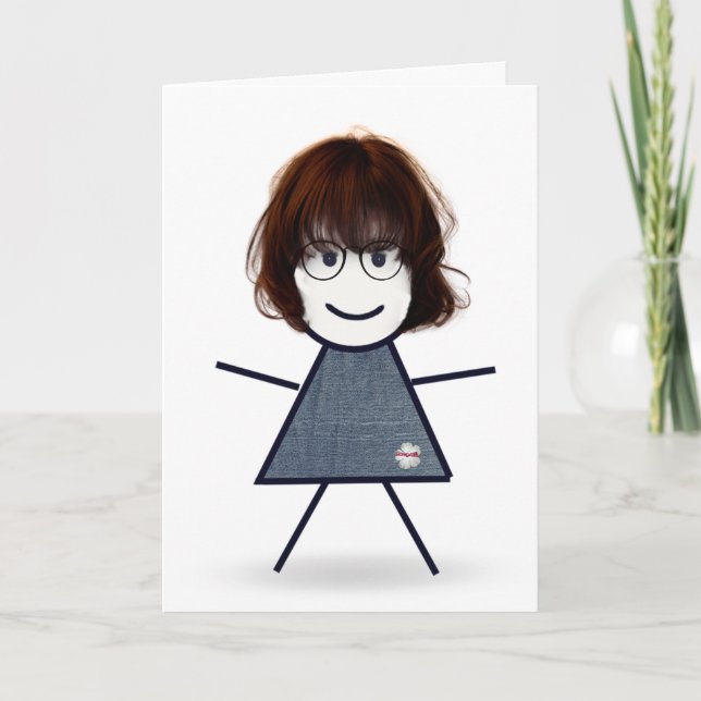 Tarjeta Chica de palo de cumpleaños para hermana  (Anverso)