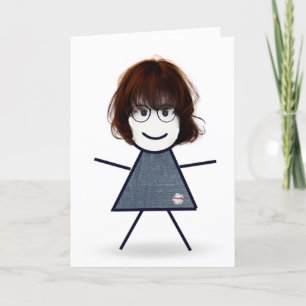 Tarjeta Chica de palo de cumpleaños para hermana