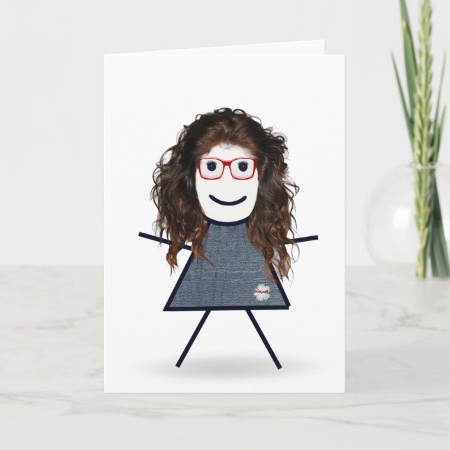 Tarjeta Chica de palo de cumpleaños para hermana (Anverso)