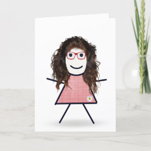 Tarjeta Chica de palo de cumpleaños para hermana