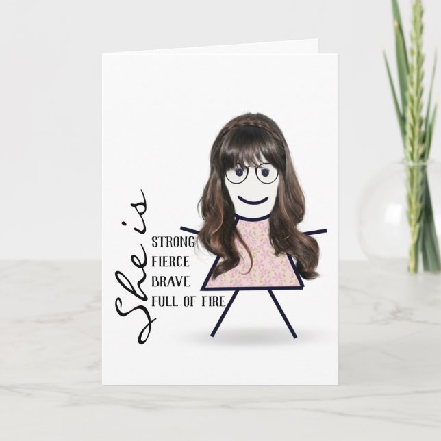 Tarjeta Chica de palo largo para hermana (Anverso)