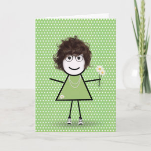 Tarjeta Chica de Palo Pensándote con Margaritas