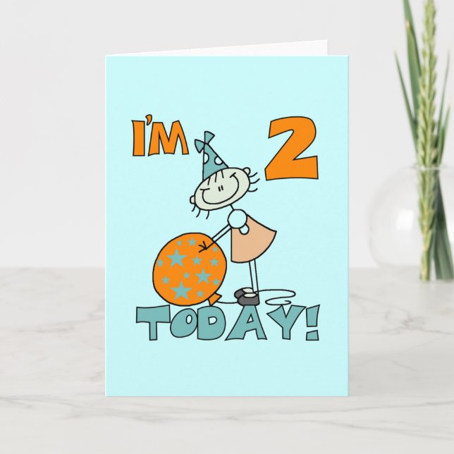 Tarjeta Chica de palos soy 2 hoy camisetas y regalos (Anverso)