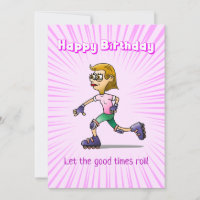 Chica de patinaje sobre ruedas Cumpleaños rosa