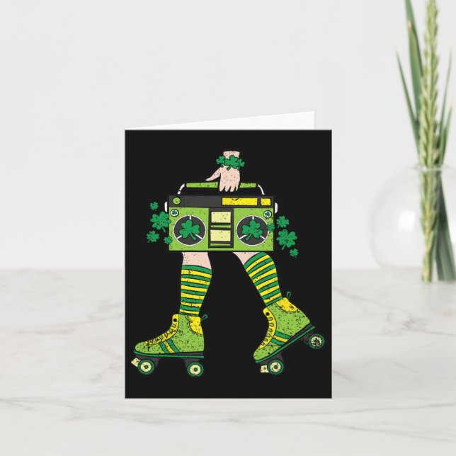 Tarjeta Chica de patinaje St Patricks Day Roller Skate Sha (Anverso)