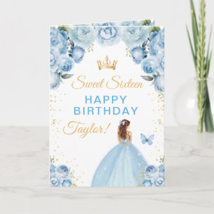 Tarjeta Chica de pelo castaño azul Cumpleaños Dulces Dieci