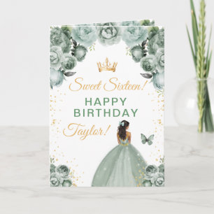 Tarjeta Chica de piel oscura cumple dulces dieciséis años 