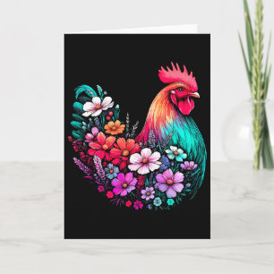 Tarjeta Chica de pollo floral flor