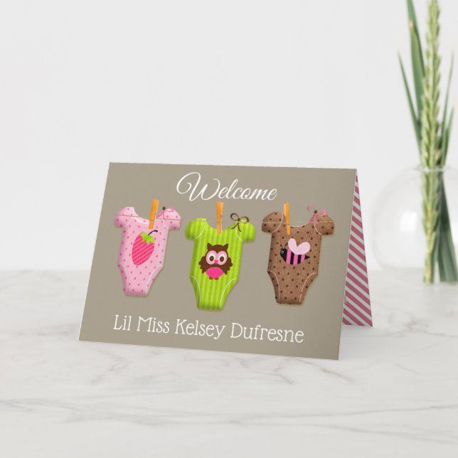 Tarjeta Chica de Recién nacido personalizado (Anverso)
