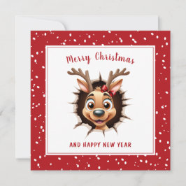 Tarjeta Chica de renos cruzando a divertidos Navidades