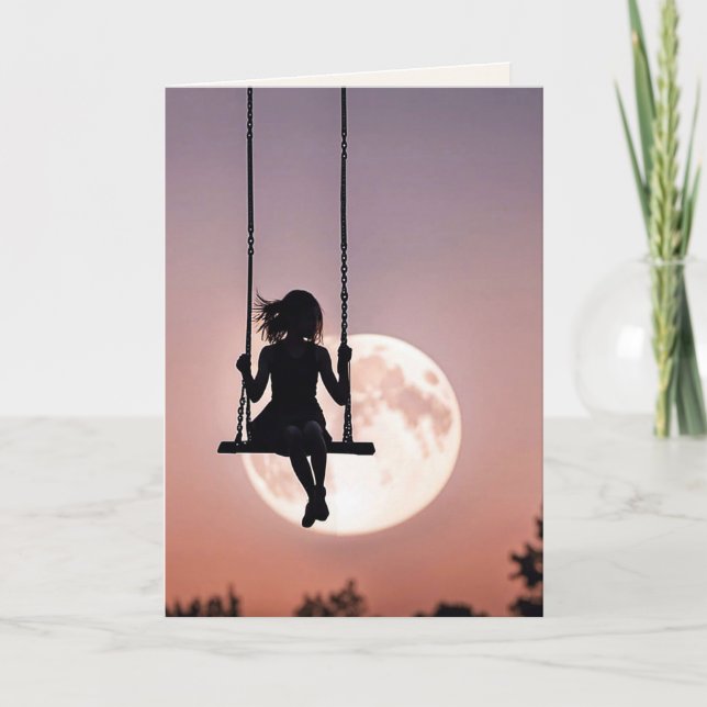 Tarjeta Chica De Silhouette En El Cumpleaños De Swing (Anverso)