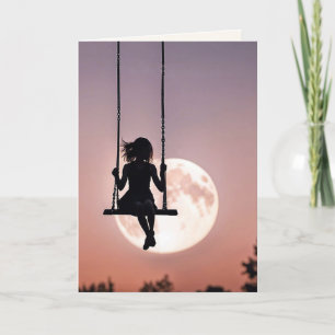 Tarjeta Chica De Silhouette En El Cumpleaños De Swing