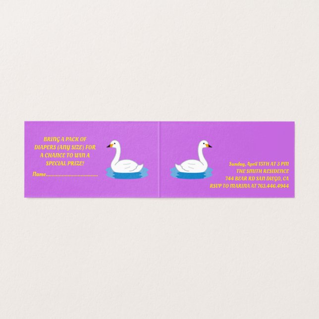 Tarjeta Chica de tema de cisne de cute Baby Shower (Interior desplegado)