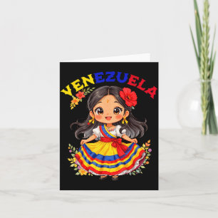 Tarjeta Chica de Venezuela Vestido Tradicional Arte Colori