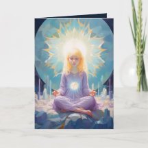 Chica de Yoga Mediador Cristales Azul Púrpura Cump