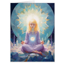 Chica de Yoga Mediador Cristales Azul Púrpura Cump