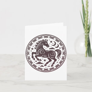 Tarjeta Chica del año del caballo lindo ama vibraciones de