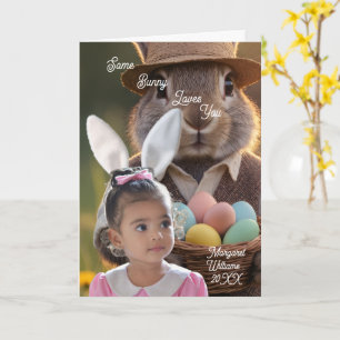 Tarjeta Chica del Conejo de Pascua Foto Personalizada
