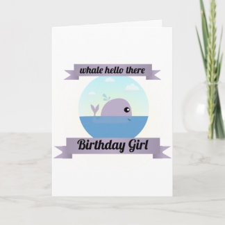 Tarjeta Chica del cumpleaños de la ballena hola allí -