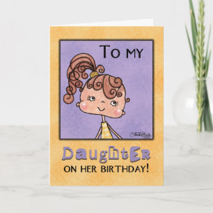 Tarjeta Chica del cumpleaños para la guinga Hija-Amarilla