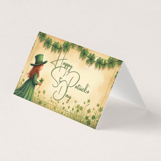 Tarjeta Chica del Día de San Patricio con Shamrock (Anverso)