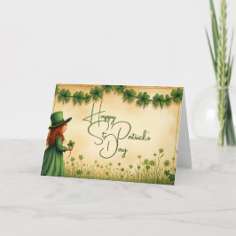 Tarjeta Chica del Día de San Patricio con Shamrock