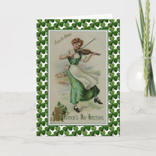 Tarjeta Chica del Día de San Patricio con Violin Jig (Anverso)