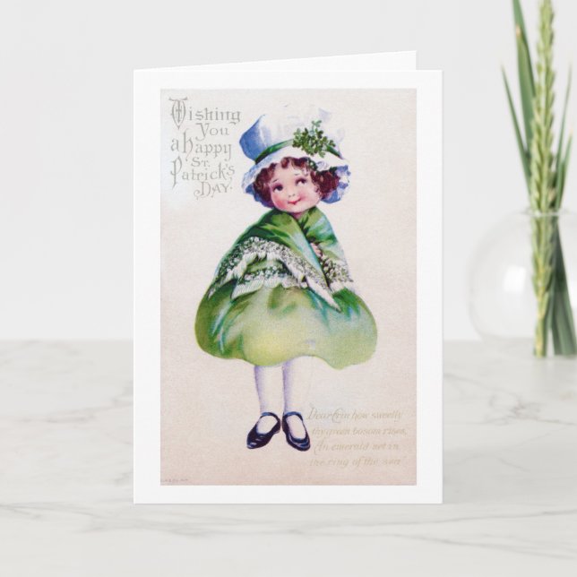 Tarjeta Chica del Día de San Patricio, Vintage (Anverso)