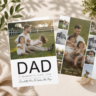 Tarjeta Chica del Día del Padre Papá Hija Collage 8 Fotos