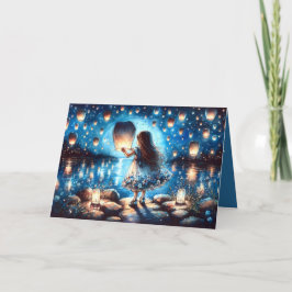Tarjeta Chica del Lago de Linterna bajo la Luz de la Luna