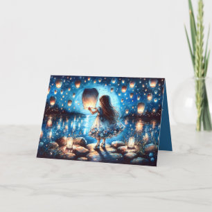 Tarjeta Chica del Lago de Linterna bajo la Luz de la Luna