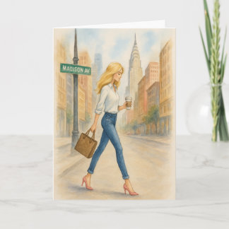 Tarjeta Chica elegante en Madison Ave en NYC