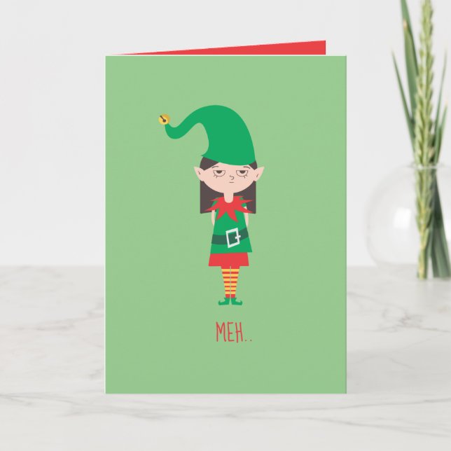 Tarjeta Chica Elf de Navidades divertidos (Anverso)