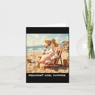 Tarjeta Chica embarazada verano ganso playa 