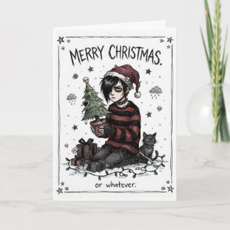 Tarjeta Chica Emo Navidad – Feliz Navidad o lo que sea