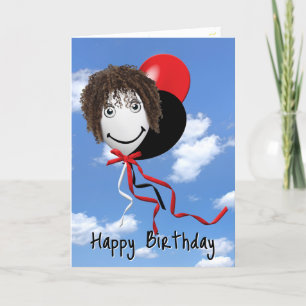 Tarjeta Chica En Globo De Cumpleaños En El Cielo