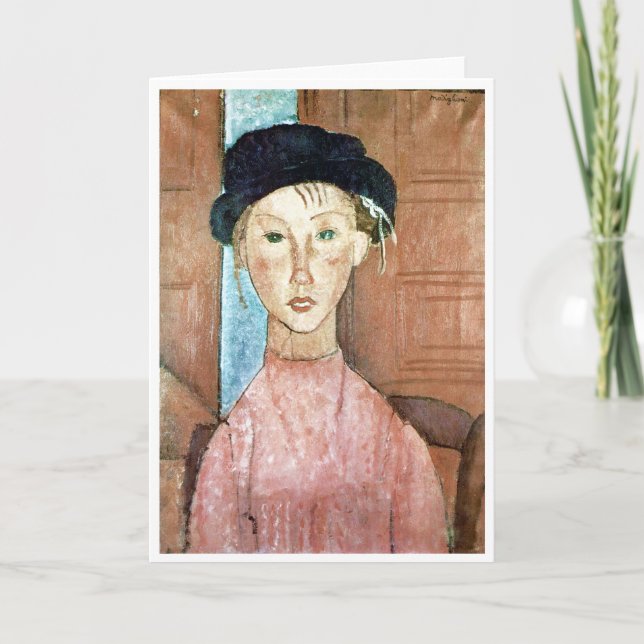 Tarjeta Chica en un Gorra, Modigliani (Anverso)